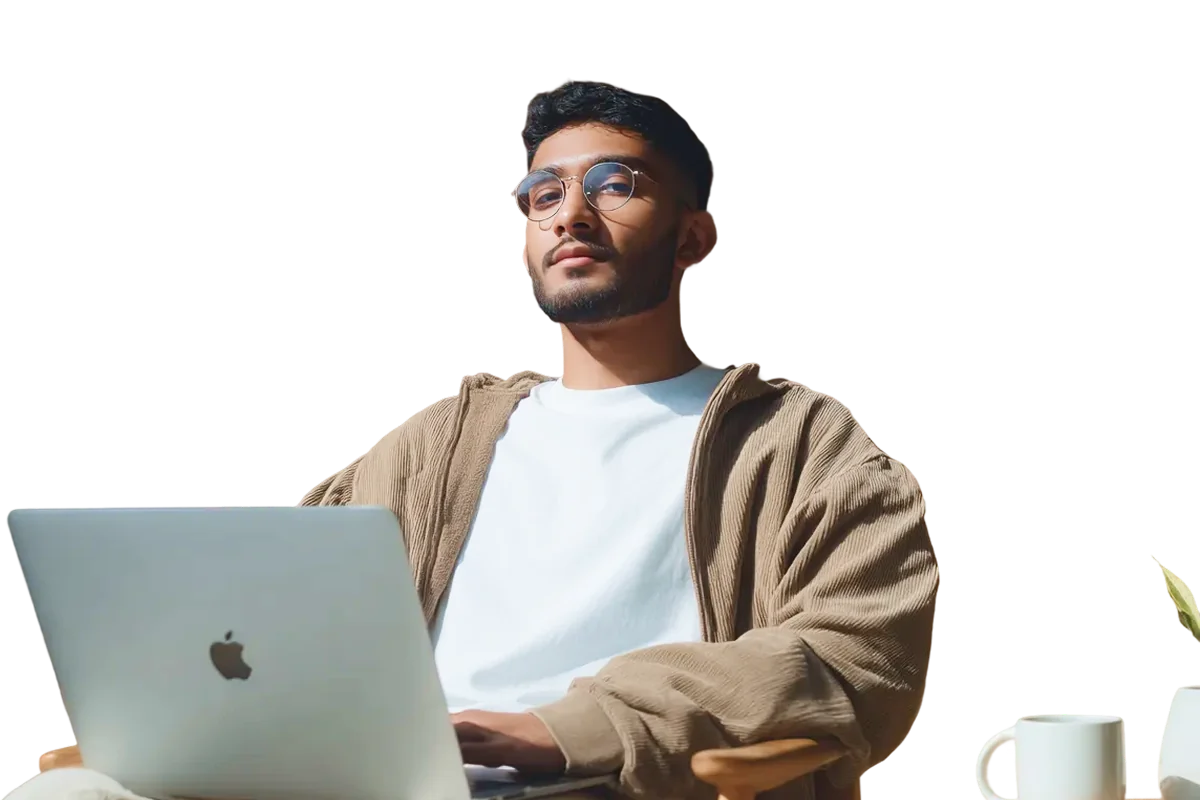 A men sitting and using laptop